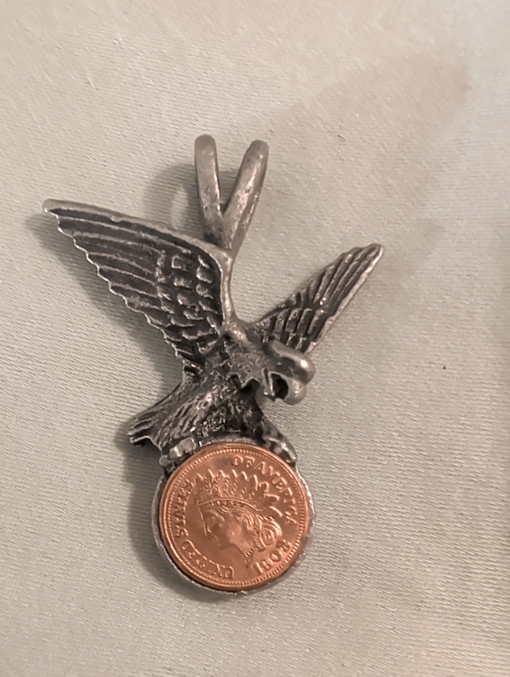 Pewter Eagle Bird Pendant Necklace - Silver and Copper Tones